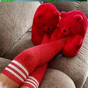 Christmas Holiday Teddy Bear House Shoes